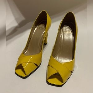 Stuart Weitzman Yellow open toe heels